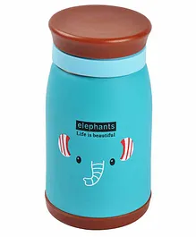 Yellow Bee Stainless Steel Thermos Flask Elephant Print Blue Brown - 260 ml