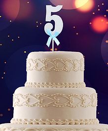 Party Anthem 5 Number Glitter Paper Cake Topper - Silver