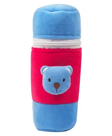 Ole Baby Popup Cute Face Plush Feeding Bottle Cover Blue & Red - 500 ml