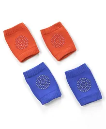 Baby Cotton Knee Pads Pack of 2 Pairs - Red & Blue