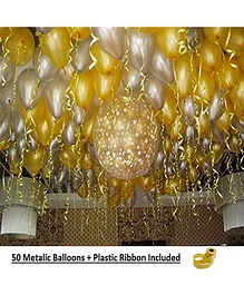 Shopperskart Metallic Balloons Golden Silver - Pack of 50