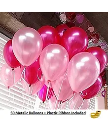 Shopperskart Metallic Balloons Red Pink - Pack of 50