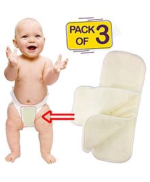 Bembika 4-Layer Cotton Nappy Inserts Pack of 3 - Cream