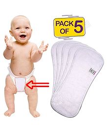 Bembika 4 Layer Cotton Nappy Inserts Pack Of 5 - White