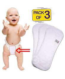 Bembika 4 Layer Cotton Nappy Inserts Pack Of 3 - White