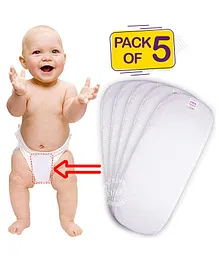 Bembika 3-Layer Cotton Nappy Inserts Pack of 5 - White