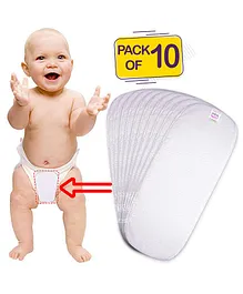 Bembika 3-Layer Cotton Nappy Inserts Pack of 10 - White