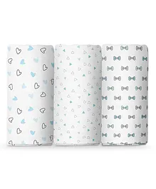 The White Cradle 100% Organic Cotton Large Swaddle Wraper Pack of 3 - White Blue Grey