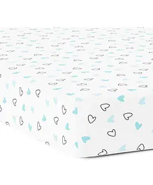 The White Cradle Pure Organic Cotton Fitted Crib Sheet - White Blue