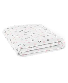 The White Cradle Pure Organic Cotton Printed Crib Sheet - White Pink 