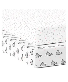 The White Cradle Pure Organic Cotton Printed Crib Sheet Pack Of 2 - White Blue 