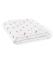 The White Cradle Pure Organic Cotton Printed Crib Sheet - White Pink 