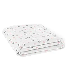 The White Cradle Organic Cotton Fitted Crib Sheet Heart Print - White