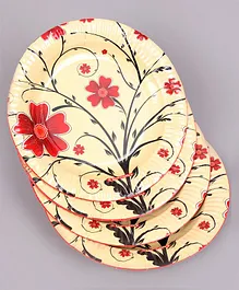 Karmallys Paper Plates Flower Print Beige - Pack Of 4