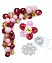 Party Propz Pink Burgundy & Gold Confetti Balloons With Balloons Arc & Flower Clip - 102 Pieces