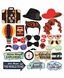 Syga Photo Booth Travel Party Theme Props Set Multicolor - 27 Pieces