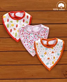 Babyhug Cotton Bibs Floral Print Set of 3 - Multicolor