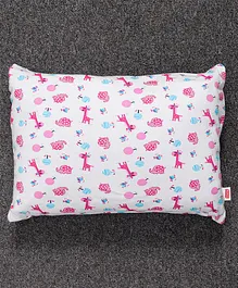 Babyhug Cotton Pillow Giraffe Print - Pink And Blue