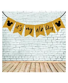 Funcart Micky Mouse It's My 1/2 Birthday Banner - Yellow & Black