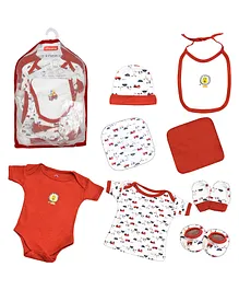 VParents Honey Punch New born Baby Gift Set Red - Pack of 8
