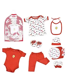 VParents Honey Punch New born Baby Gift Set Red - Pack of 10