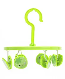 Hanger With Mushroom Shape Hook - 6 Clips (Color & Design May Vary)