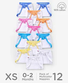 Babyhug Muslin Cloth Nappy Set of 12 Extra Small - Multicolor