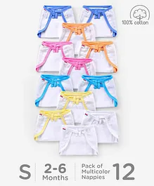 Babyhug Muslin Cloth Nappy Set of 12 Small - Multicolor