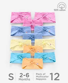 Babyhug 100% Cotton Triangle Cloth Nappies Small Set Of 12 - Multicolor