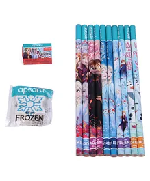 Apsara Disney Frozen Pencils With Eraser & Sharpener Multicolor - Pack Of 10