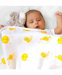 Kaarpas Premium Organic Cotton Muslin 2 Layered Blanket Sky Theme - Yellow White