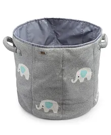 Pluchi Lovely Elephant Print Cotton Knitted Large Kids Basket - Grey