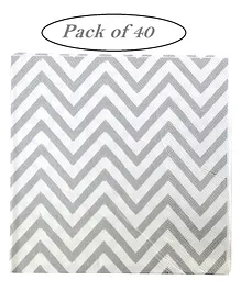 Party Anthem Chevron Paper Napkins Silver - Pack of 40 Sheets