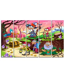 Wens Kids Valle Velvet Laminated Wall Art With 5 Panels - Multicolor