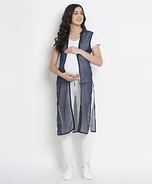 Mine4Nine Solid Sleeveless Maternity Shrug - Navy Blue
