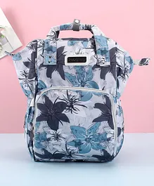 Babyhug Diaper Backpack Maple Leaf Print - Grey Blue