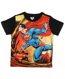 Superman By Crossroads Superman Character Print Half Sleeves Tee - Black