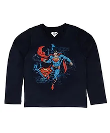 Superman By Crossroads Superman Character Print Full Sleeves Tee - Navy Blue