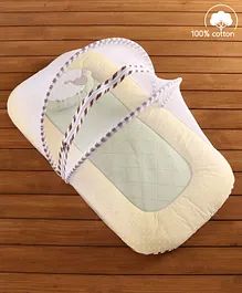 Babyhug Premium Cotton Gadda Set With Mosquito Net Farm Theme (Pillow Colour May Vary)
