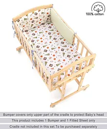 Babyhug Premium Cotton Head Support Bumper with Fitted Sheet for Cradle- Sports Theme