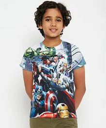 Marvel By Crossroads Marvel Avengers Characters Graphic Printed Half Sleeves Tee - Multi Colour
