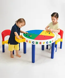 Babycenter India 2 In 1 Activity Table and Chairs With Block Set - Multicolor