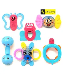 Zest 4 Toyz Teether Cum Rattle Toys Pack of 6 - Multicolor