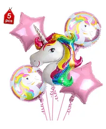 Party Propz Unicorn Theme Foil Balloons Pink - Pack of 5
