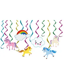 Party Propz Unicorn Theme Swirl Decoration Multicolour - Pack of 12
