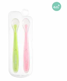 Rabitat Soft & Flexible Silicone Spoons Set of 2 - Green Pink