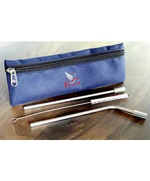 Falcon Stainless Steel Drinking Straw Set - Blue 