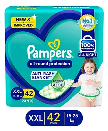Pampers All round Protection Pants, Double Extra Large size baby diapers (XXL) 42 Count, Lotion with Aloe Vera