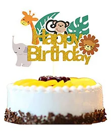 Funcart Jungle Theme Happy Birthday Cake Topper - Multicolor