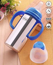 Babyhug Stainless Steel Feeding Bottle with Twin Handle Blue - 250 ml